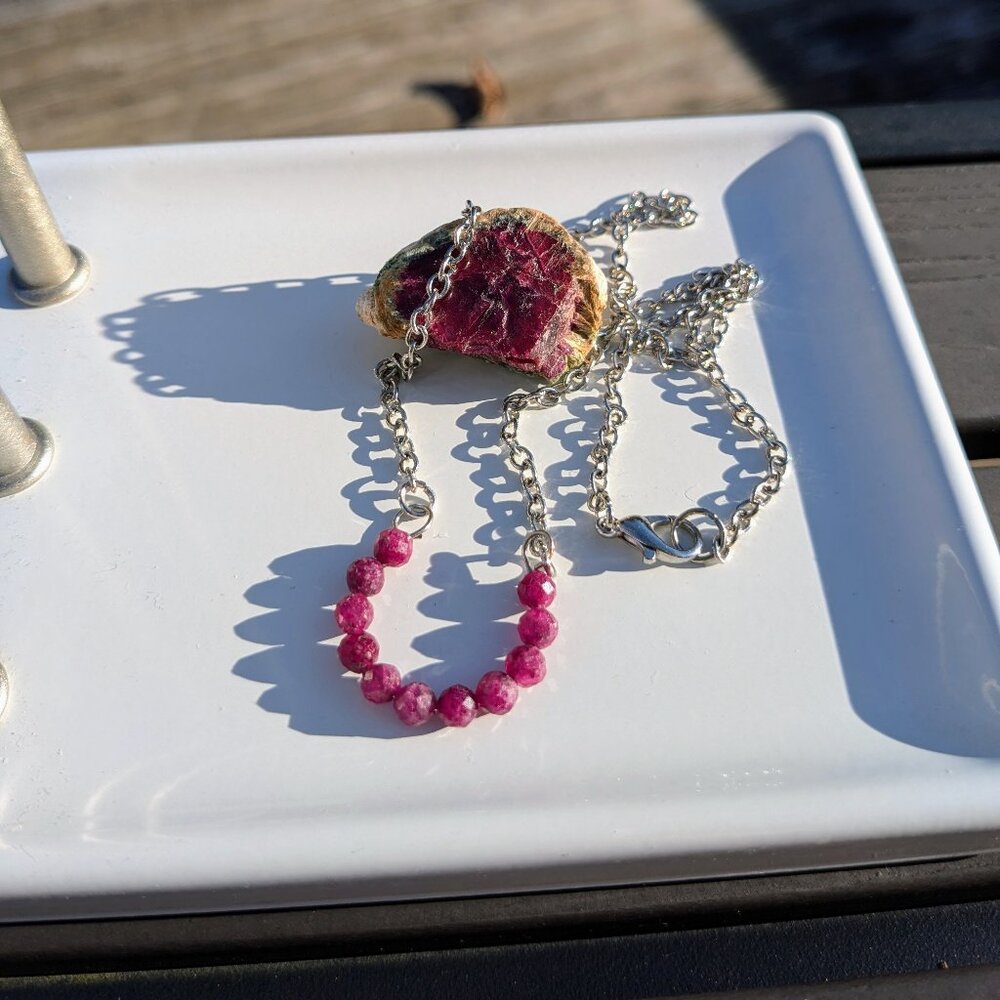 Genuine Red Ruby Gemstone Necklace - image 2